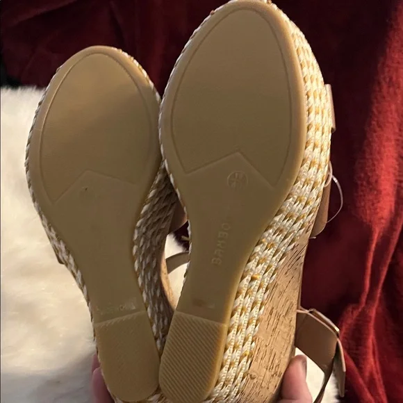 NWT Bamboo Buckle Strap Wedge Sandals Brown - Picture 12 of 13